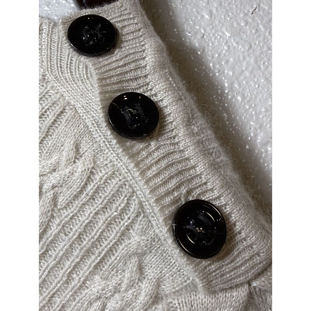 Burberry London 100% Cashmere Cable Knit Peplum Sweater Ivory Size M - Picture 8 of 11